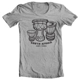 Vintage Grey T-shirt 3 Djembe South Africa Hand Drums Image SmartGiftsCompany.com