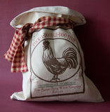 Farmhouse decor rustic country Heavy Primitive Flour Sack Rooster Feed Sack Makes Great Pillow Feeds Blue Heaven Windmill Bread Kisses Hugs